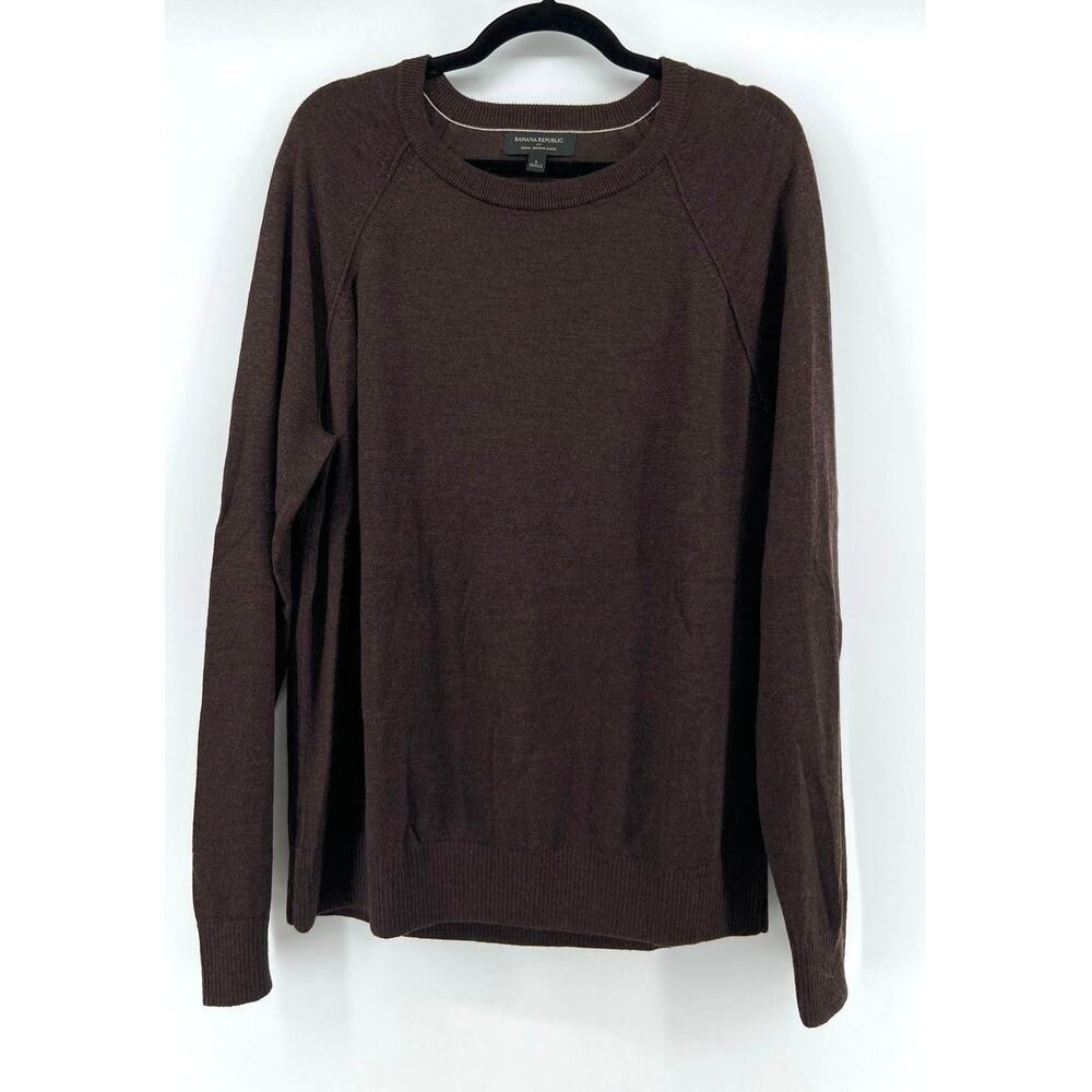 Banana Republic | Merino Wool Crewneck Sweater Brown Preppy Business Men's L